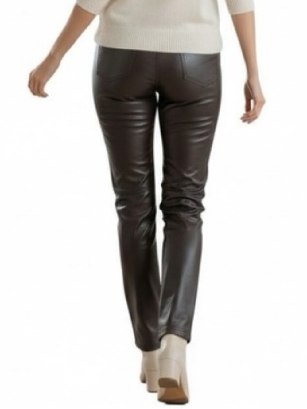 Aritzia Wilfred The Melina High Waisted Vegan Leather Pants Dark Brown Size 6 - Picture 2 of 13